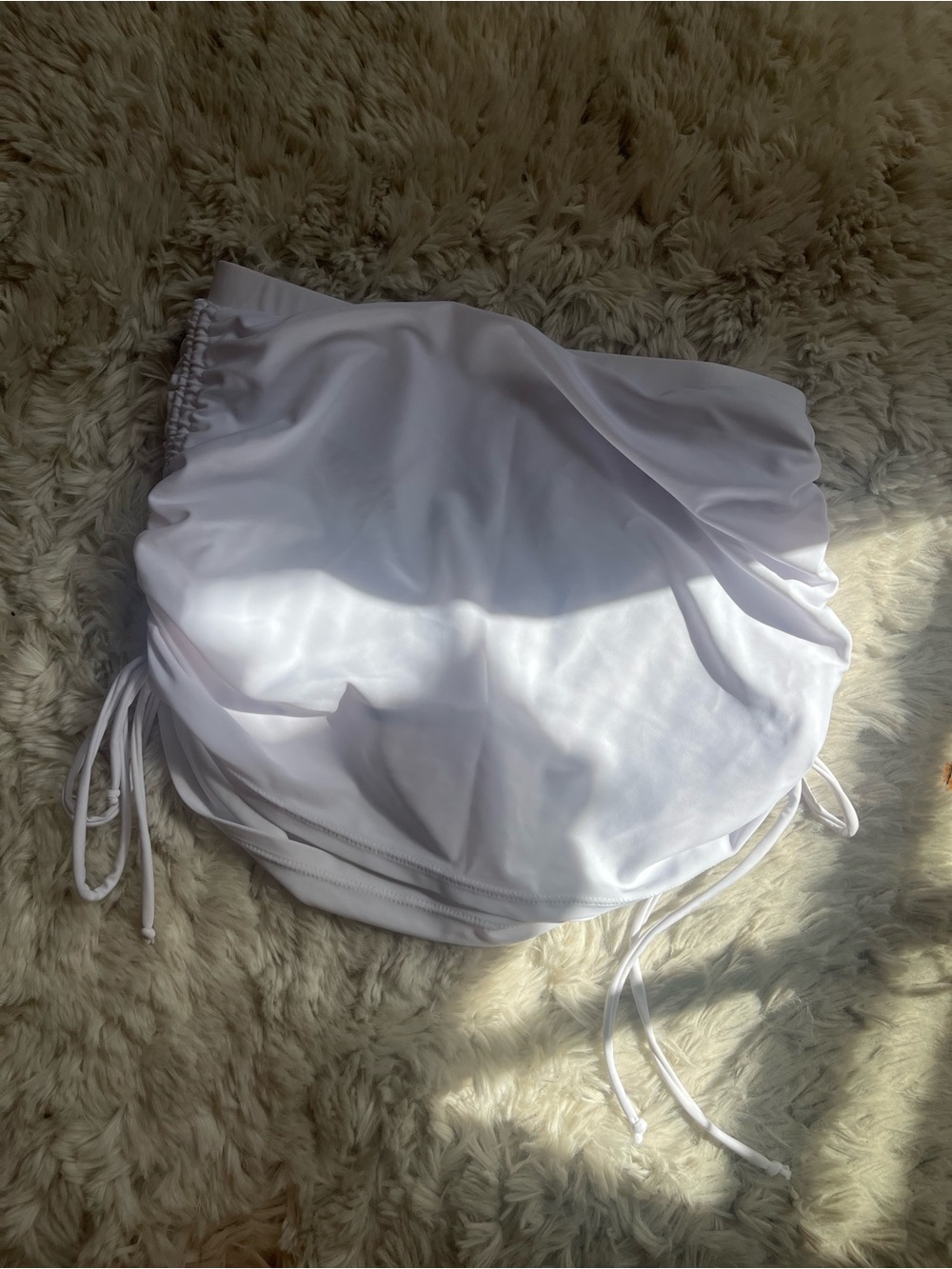 New never worn White SHEIN ruched thong bikini and skirt